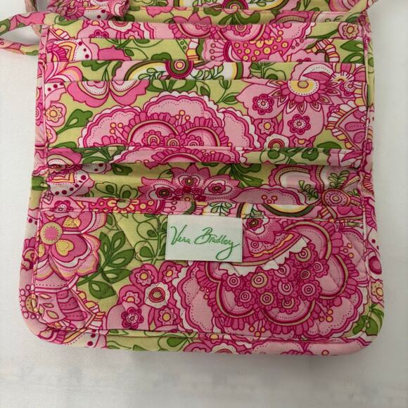 Vera Bradley Pink Petals Quilted Fabric Crossbody Wallet Purse with ID Window - Picture 9 of 13